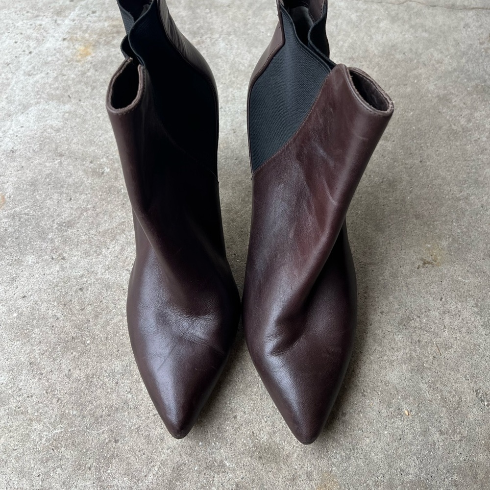 Michael Kors Leather Asbury Pointed Toe Leather Bootie Brown Women Sz 8